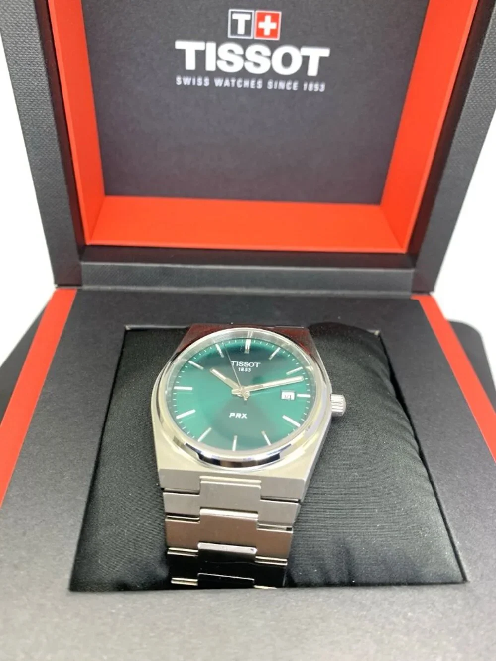 Tissot PRX Men's Watch Swiss Quartz Green Dial Silver Steel 40mm T1374101109100